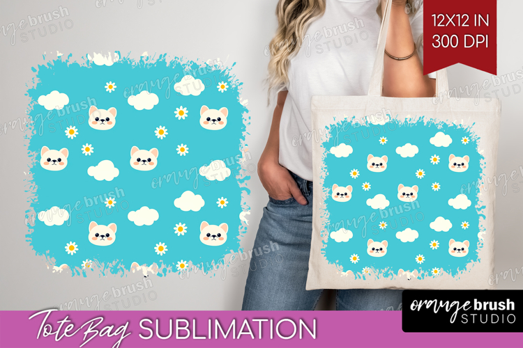 Frenchy Dog Tote Bag Cute Chibi Puppy Tote Bag PNG