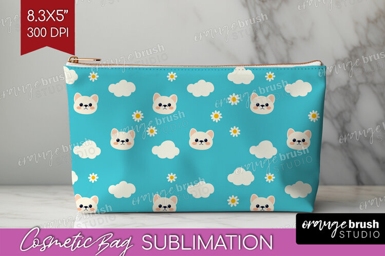 Frenchy Dog Cosmetic Bag Cute Chibi Puppy Makeup Bag PNG example image 1