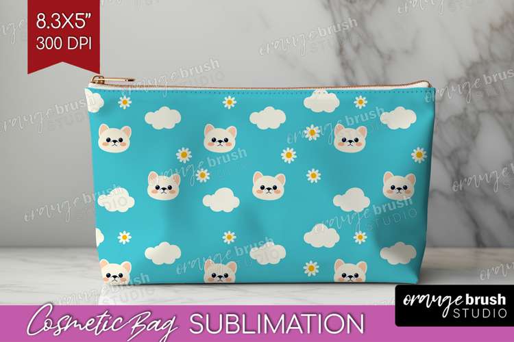Frenchy Dog Cosmetic Bag Cute Chibi Puppy Makeup Bag PNG