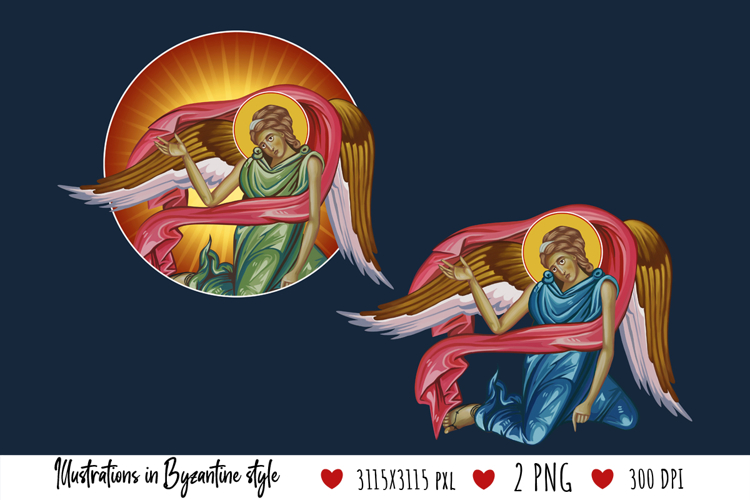 Angel. Illustration in Byzantine Style