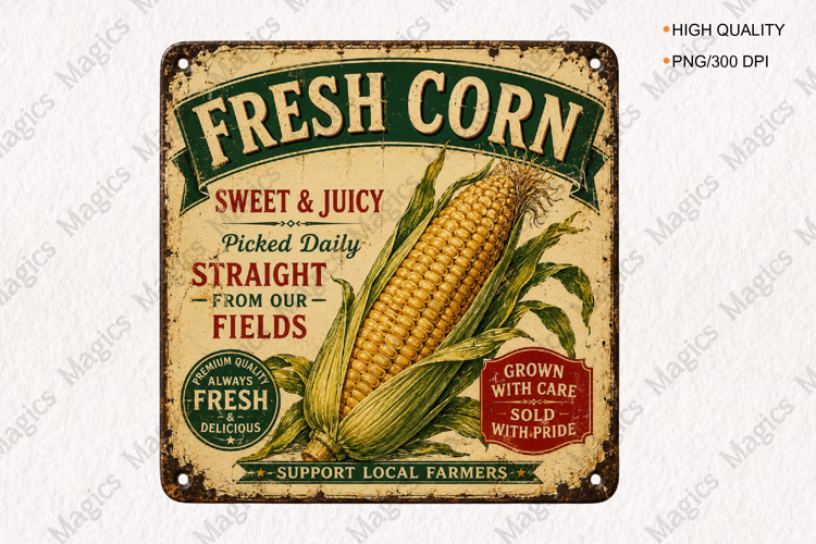 Fresh Corn Farm Market Sign PNG