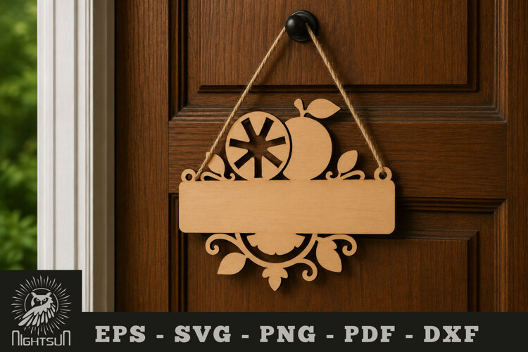Fresh Fruits Lasercut Door Sign SVG example image 1