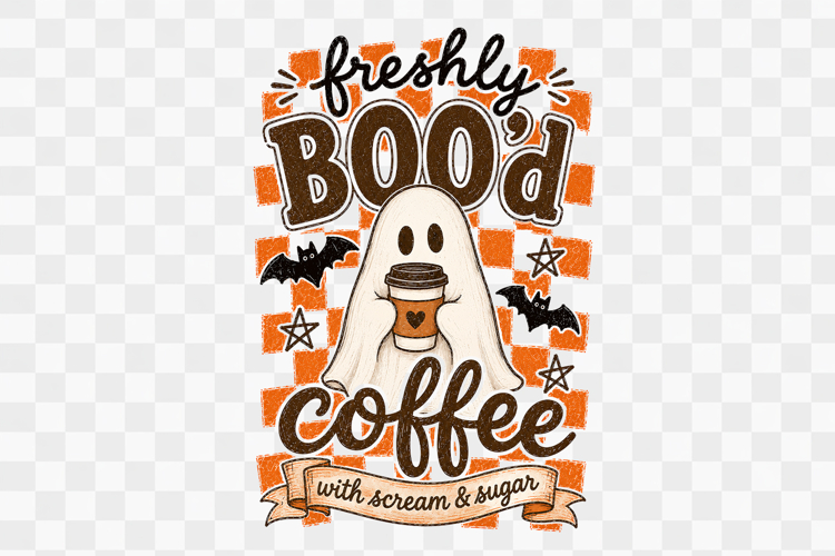 Freshly Bood Coffee Ghost PNG Shirt Sublimation Design