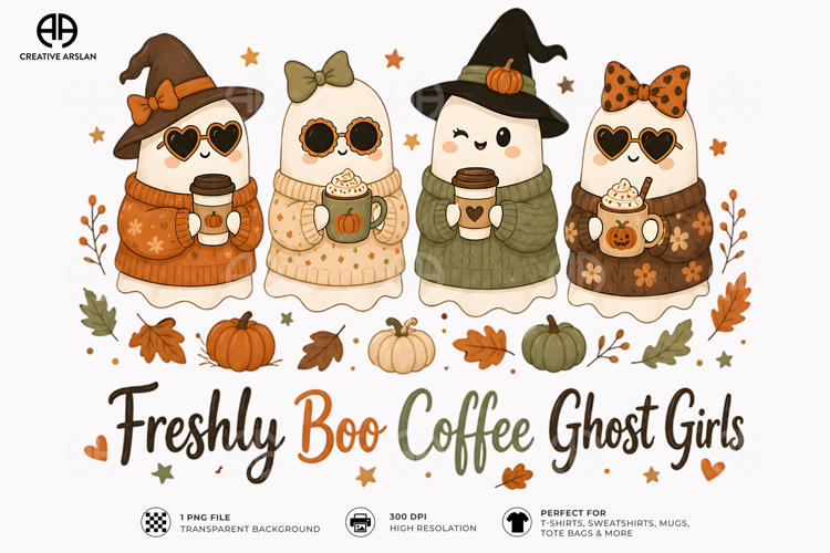 Freshly Brewed Coffee Ghost PNG | Halloween T-Shirt Design