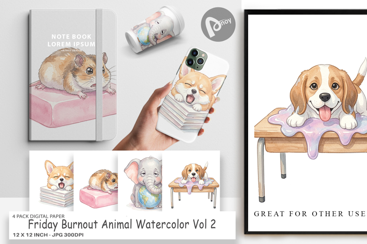 Friday Burnout Animal Digital Paper