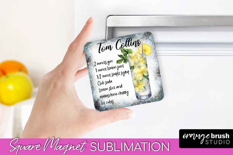 Fridge Magnet Cocktail Recipe Sublimation Square Magnet PNG