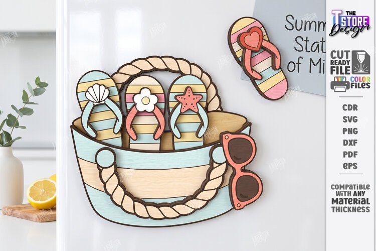 3D Cute Wooden Fridge Magnet Laser Cut | Summer | Kitchen example image 1