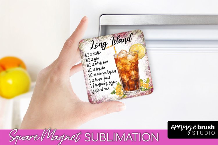 Fridge Magnet Sublimation - Cocktail Recipe Square Magnet