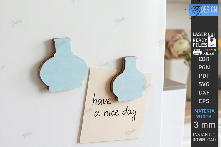 Cute 3D Fridge Magnets Laser Cut | Home Decor | Vases Laser