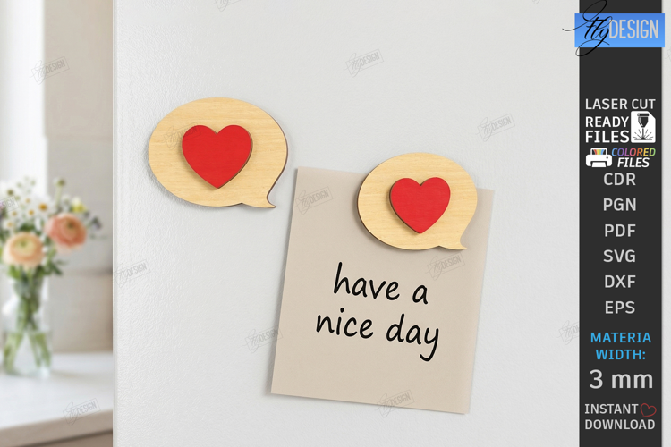 Cute 3D Fridge Magnets Laser Cut | Home Decor | Hearts Laser