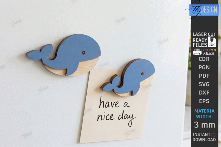 Cute 3D Fridge Magnets Laser Cut | Home Decor | Whale Laser