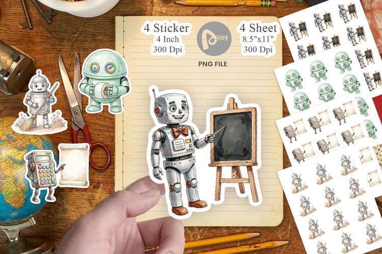 Retro School Robot Sticker