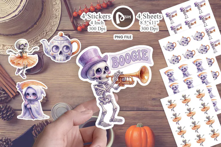 Retro Specters & Skeletons Sticker