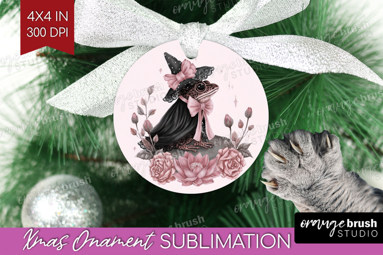 Frog Cute Ornament PNG Pink Halloween PNG Sublimation