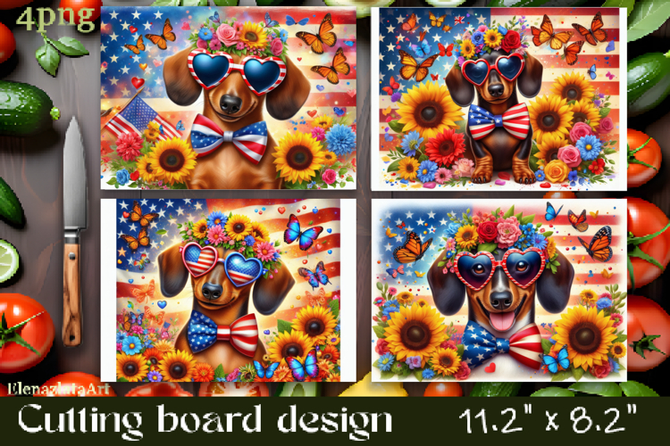 Cutting board design with the American flag of the USA. dog example image 1