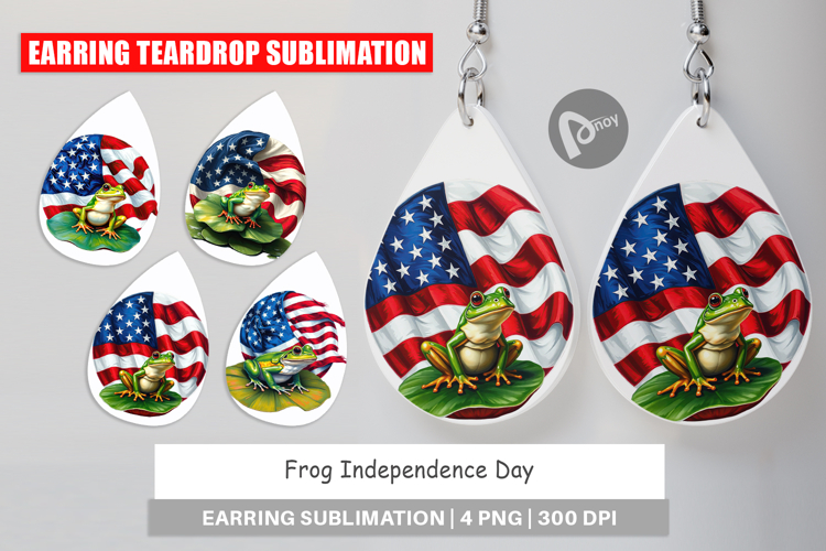 Earring Frog 4th of July