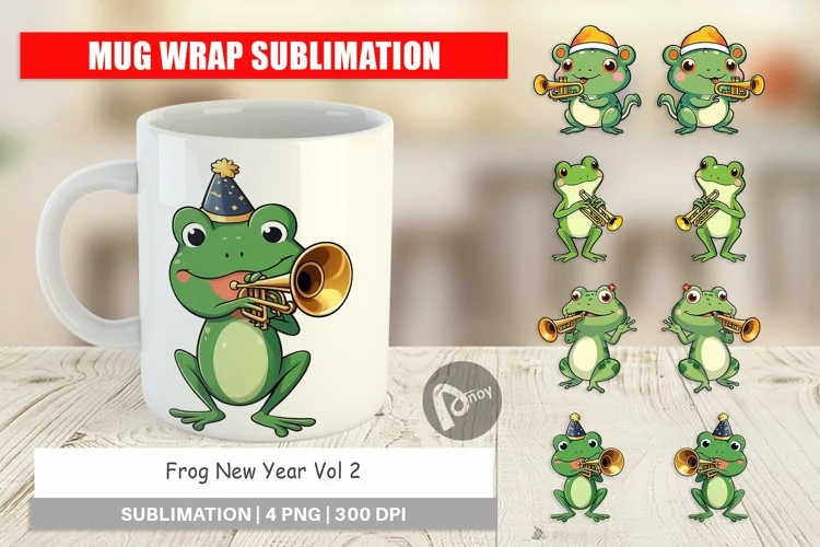 Mug Wrap Design Frog New Year