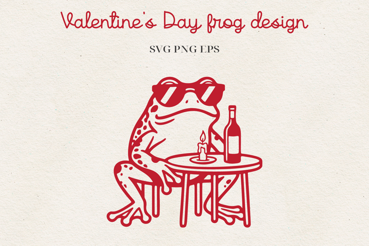 Frog Valentine Illustration | Funny Romantic Frog Design SVG