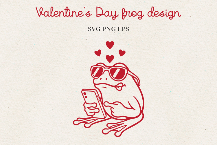 Frog Valentine Illustration | Funny Romantic Frog Design SVG
