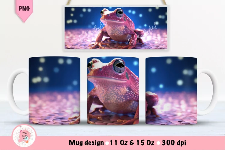 Frog Watercolor Mug Wrap For 11 oz and 15 oz