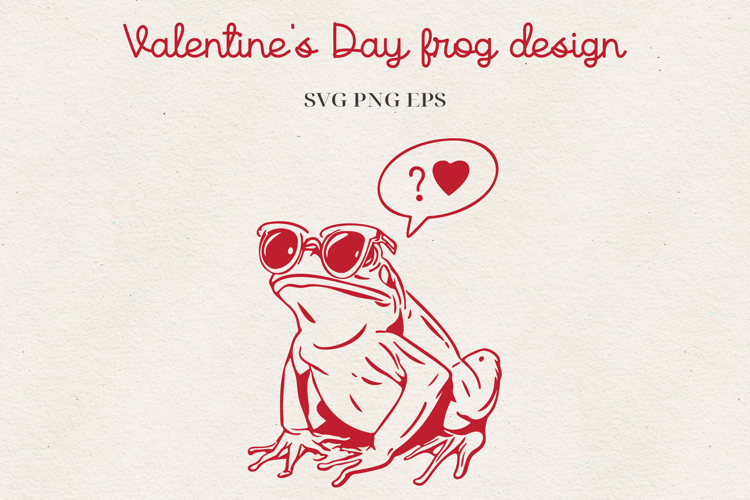 Frog Valentine Illustration | Funny Romantic Frog Design SVG