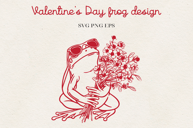 Frog Valentine Illustration | Funny Romantic Frog Design SVG