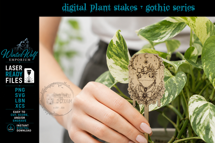 Gothic Plant Stake - Frog - SVG PNG Laser Cut - Garden