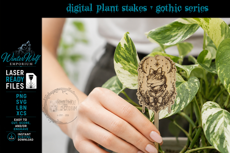 Gothic Plant Stake - Frog - SVG PNG Laser Cut - Garden