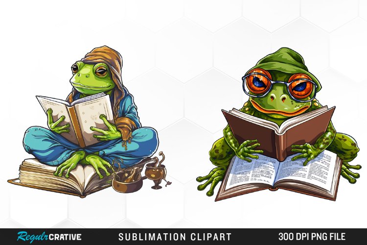 Watercolor Frogs Sublimation PNG Clipart example image 1