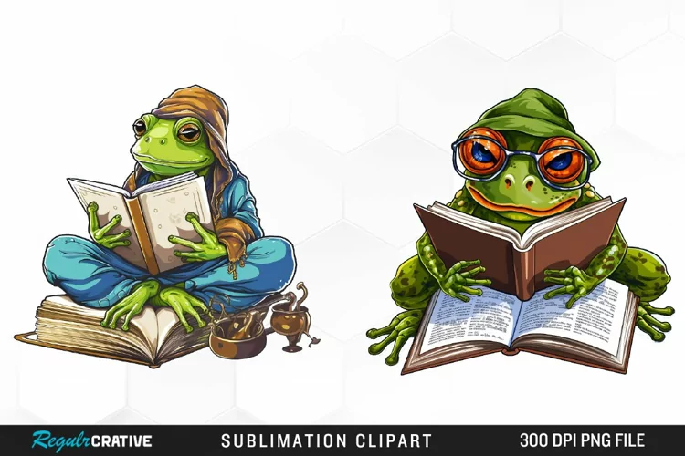 Watercolor Frogs Sublimation PNG Clipart