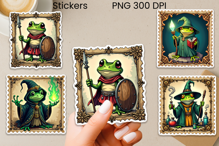 Medieval Frog Sticker | Vintage Faux Stamp Fantasy Sticker