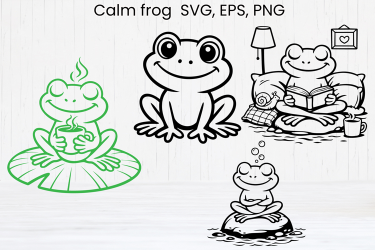 Cozy calm frog SVG design | Funny animal character SVG