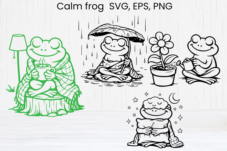 Cozy calm frog SVG design | Funny animal character SVG