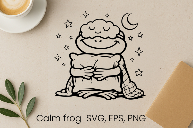 Cozy calm frog SVG design | Funny animal character SVG