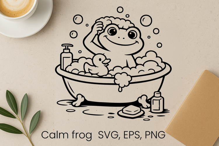 Cozy calm frog SVG design | Funny animal character SVG