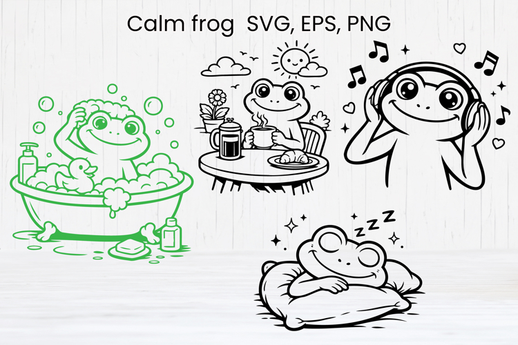 Cozy calm frog SVG design | Funny animal character SVG