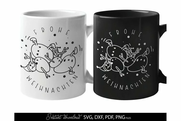 Merry Christmas Saying SVG | Frohe Weihnachten |Schneemann