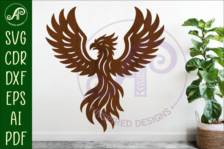 Phoenix bird detailed cut out wall sign design 2