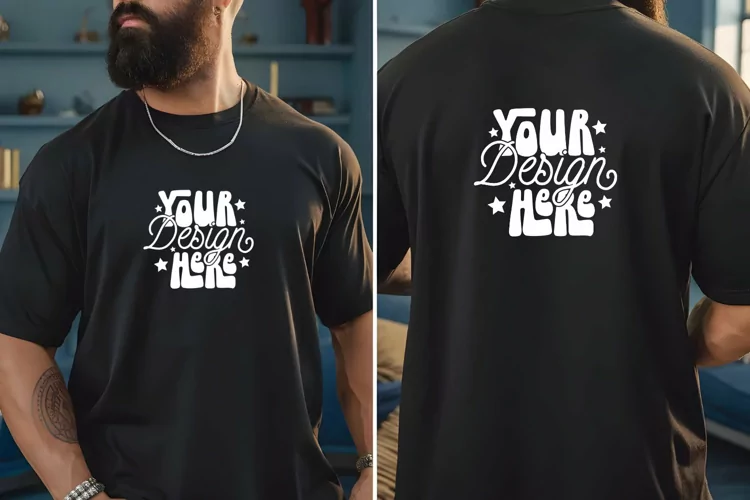 Front and Back Mockup, Comfort Colors 1717 Black Mockup,