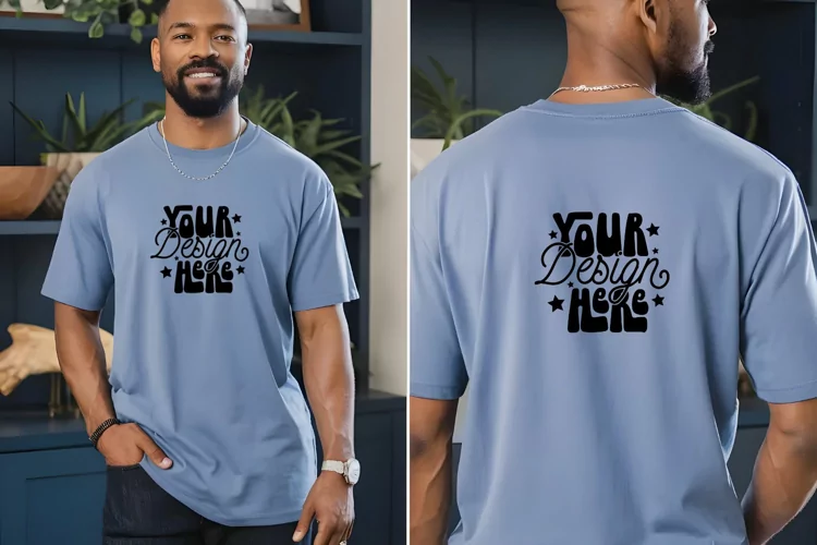 Front and Back Mockup, Comfort Colors 1717 Mustard Mockup,