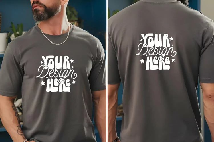 Front and Back Mockup, Comfort Colors 1717 Pepper Mockup,