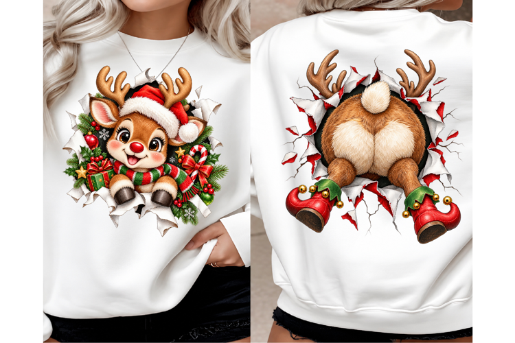 Front and Back Reindeer Christmas PNG