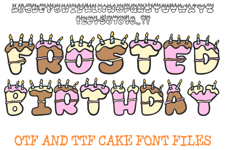 Frosted Birthday Cake Font Bubble Doodle Lettering ABC OTF