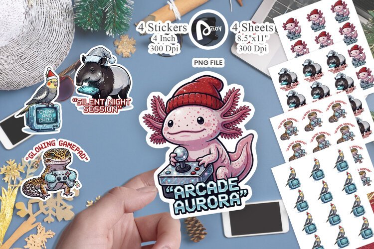 Frostlight Arcade Holiday Crew Sticker example image 1