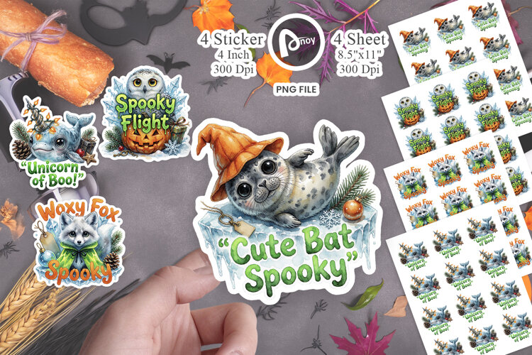 Big-Eyed Arctic Halloween Sticker example image 1