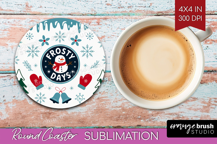 Frosty Days Xmas Round Coaster Christmas Coaster PNG
