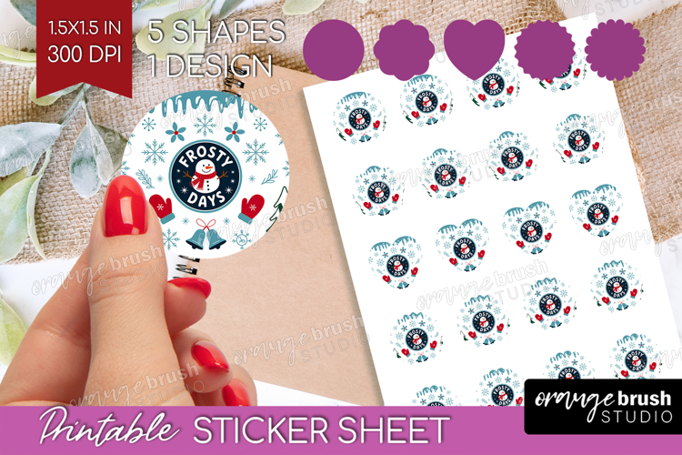Frosty Days Xmas Round Sticker Christmas Printable Sticker