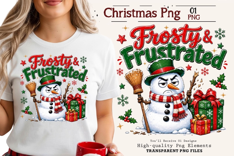 Frosty Frustrated Snowman Funny Christmas PNG Design Art