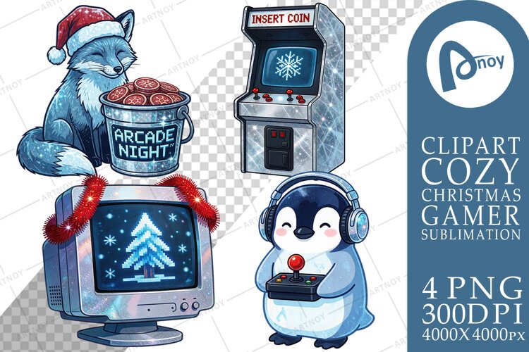 Frosty RGB Arcade Holiday Animals Sublimation example image 1