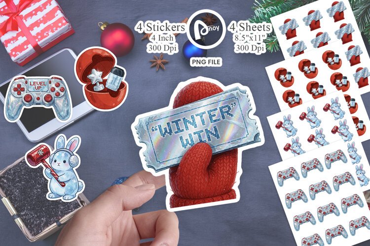 Frosty RGB Arcade Holiday Animals Sticker example image 1